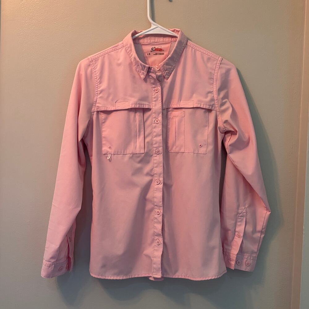 World Wide Sportsman pink long sleeve Women's large blouse